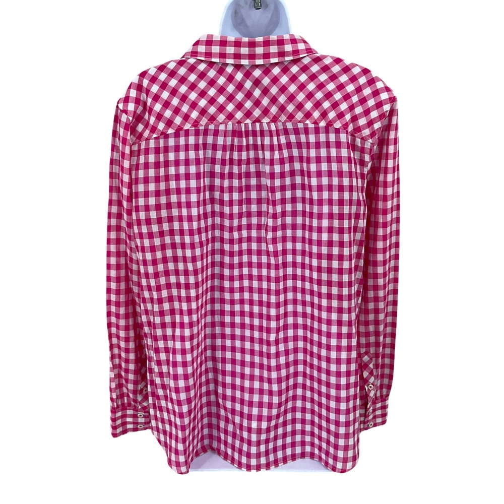 Talbots Button Down Shirt Womens XL Pink Gingham Cotton Classic Preppy - Picture 2 of 9